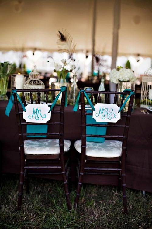 teal vintage handmade mr and mrs chair decor