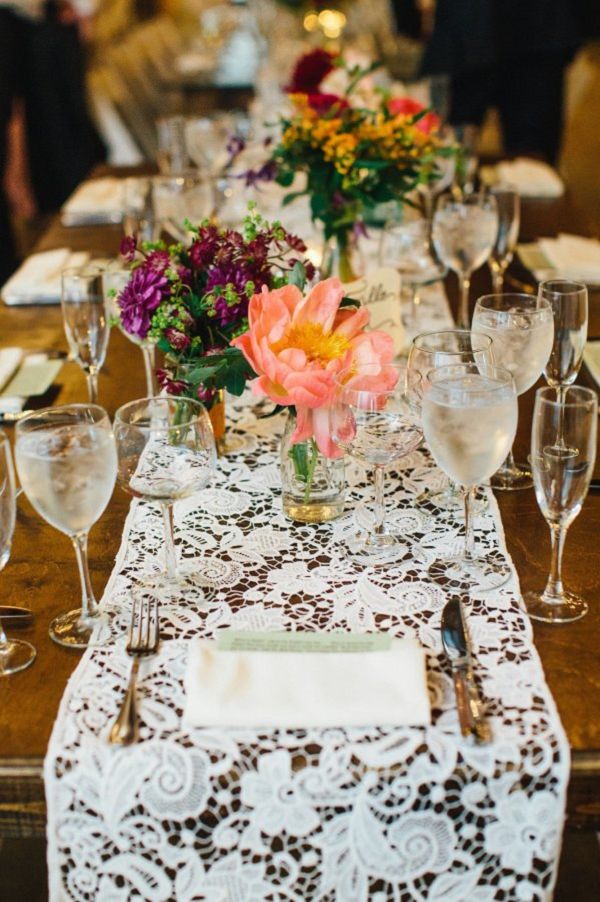 vintage barn lace wedding table runner