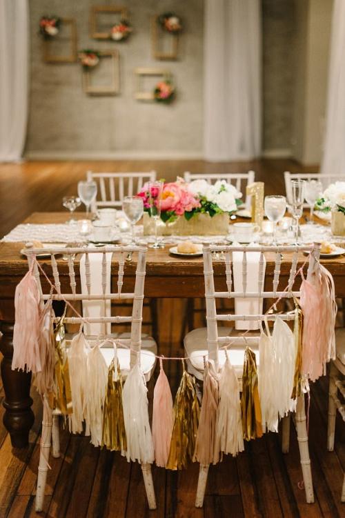 vintage white chair with tassels