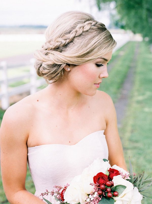 Crown braid wedding updo hairstyles