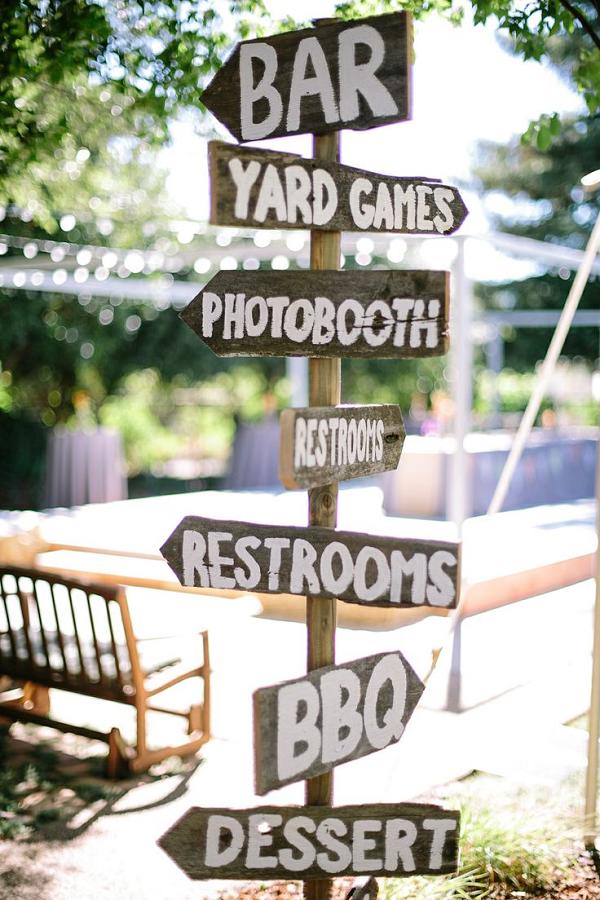 DIY Backyard BBQ Wedding Signs out of reclaimed wood