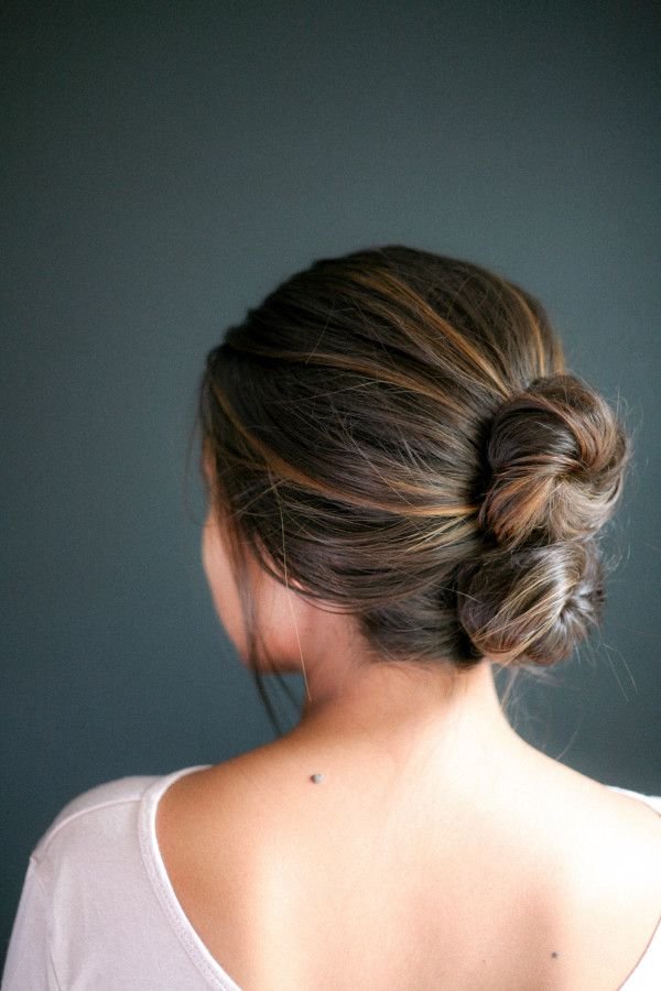 Double bun hairstyle for wedding