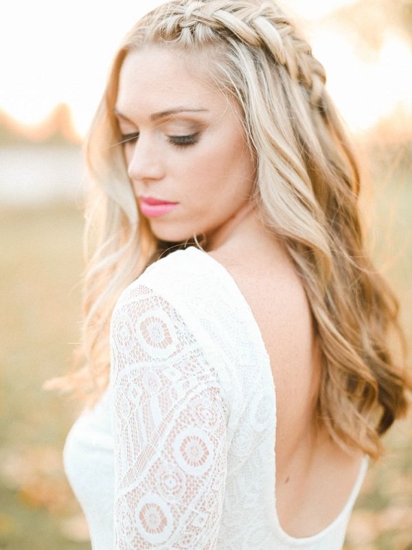 boho braided half down half up wedding hairstyle