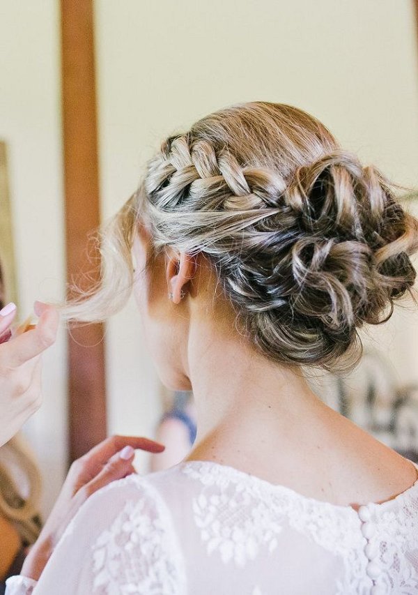 Braided bun wedding hairstyle for long hair  Deer Pearl 