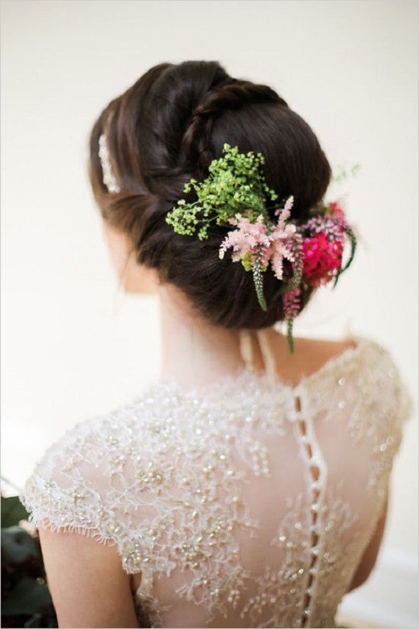 flower accented wedding hair