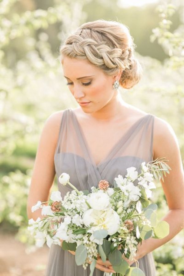 french braided wedding updo hairstyle for long hair