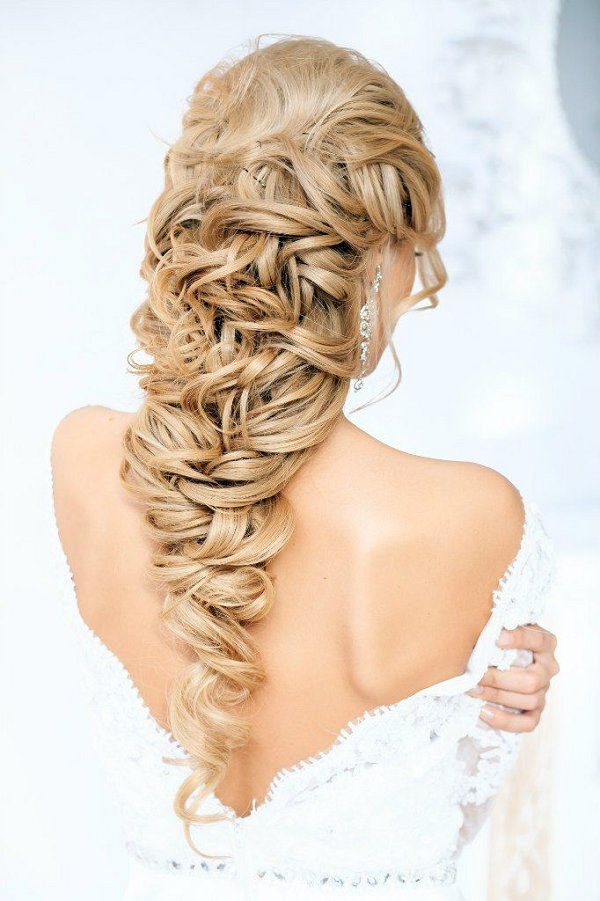 long curly wedding hairstyle