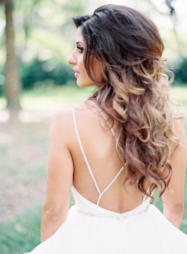 long wavy down wedding hairstyle