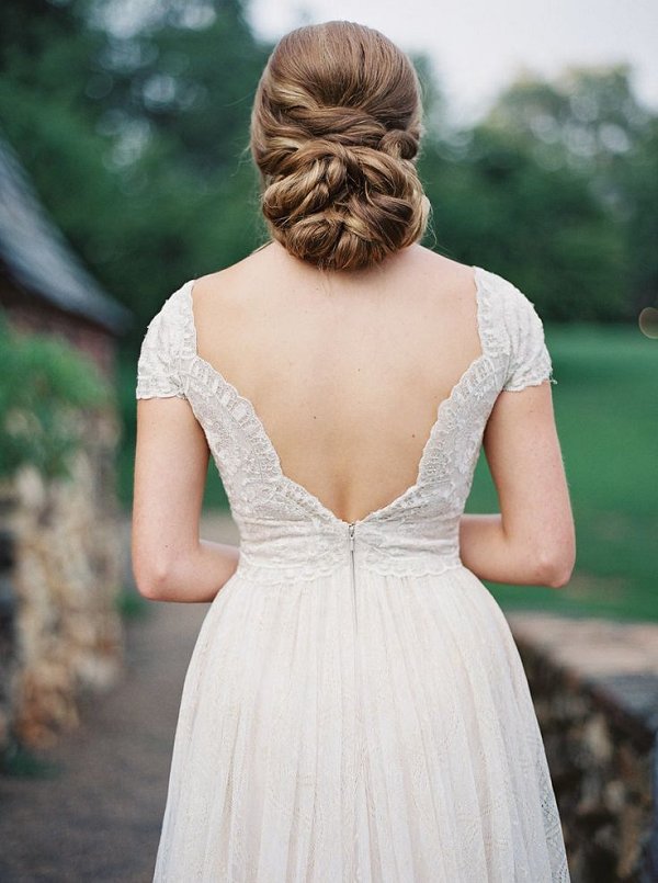 low messy wedding updo bridal hairstyle