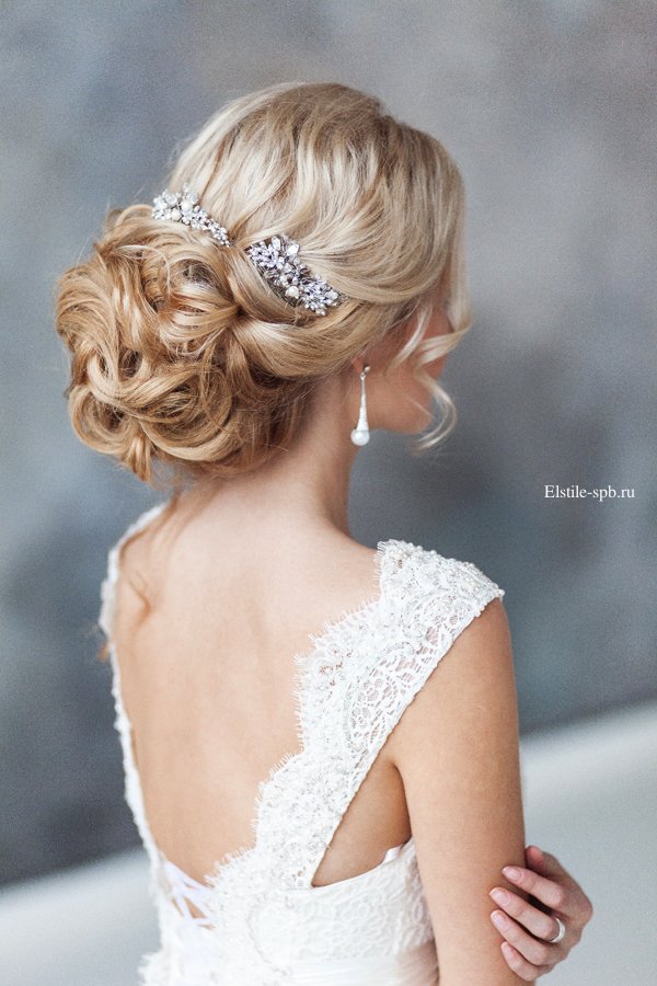 ombre curly wedding updo hairstyle