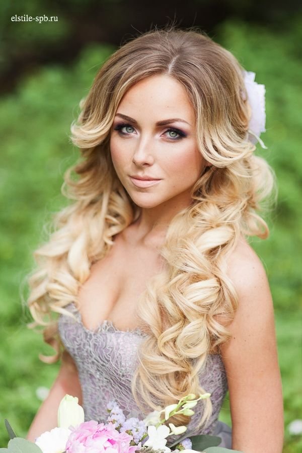 ombre long curly wedding hairstyle