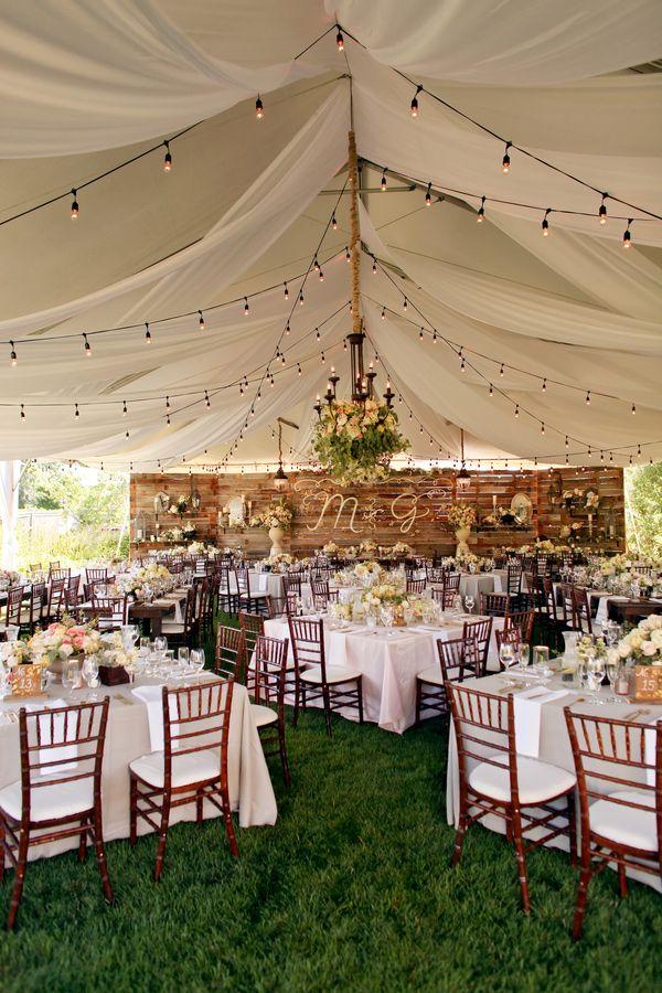 rustic backyard tented wedding reception decor ideas