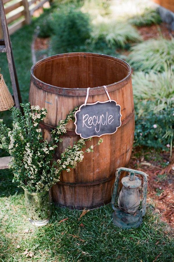 rustic country wine barrel wedding decor for backyard wedding