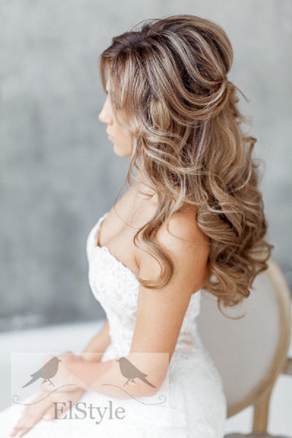 simple half up half down wedding hairstyle