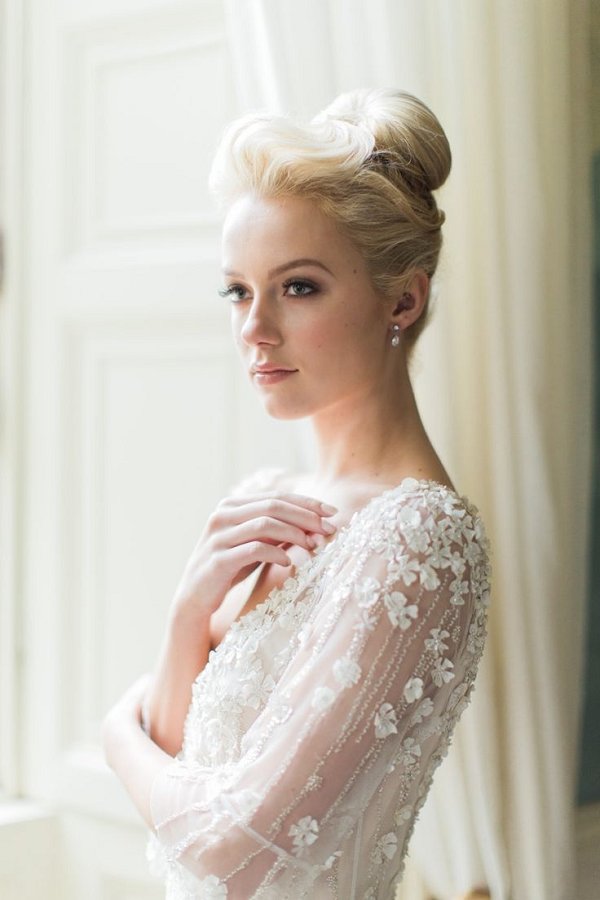 top wedding bun hairstyle for bridal