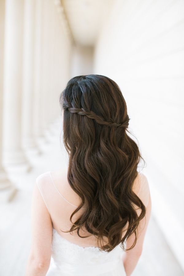 Waterfall half up half down braid hairstyle  Deer Pearl 