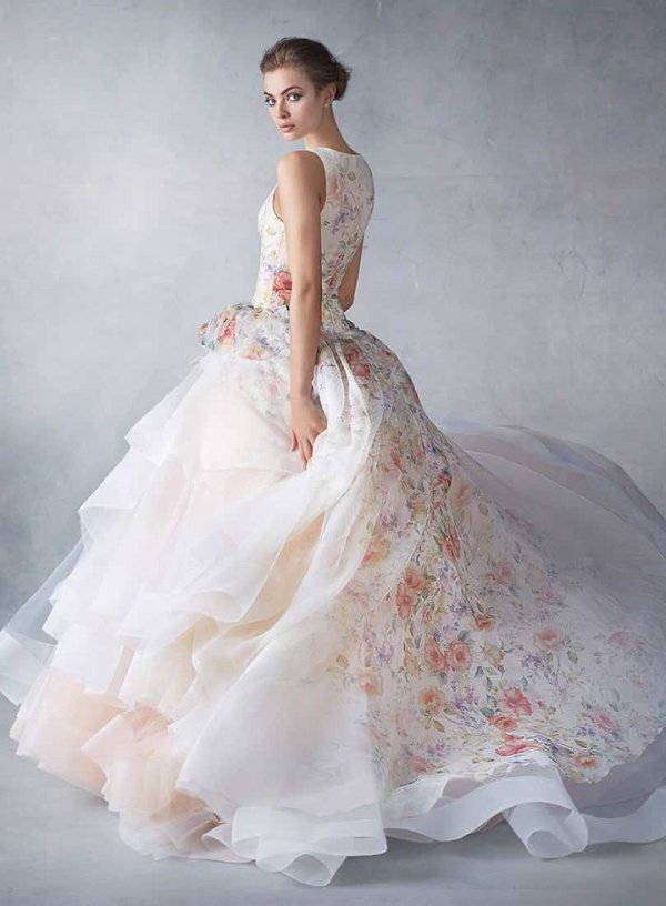 Lazaro printed flowers ball gown wedding dress 2016