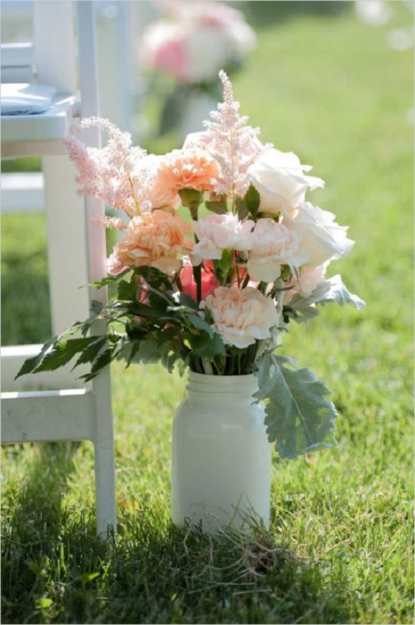 Pink patterned garden wedding aisle decor