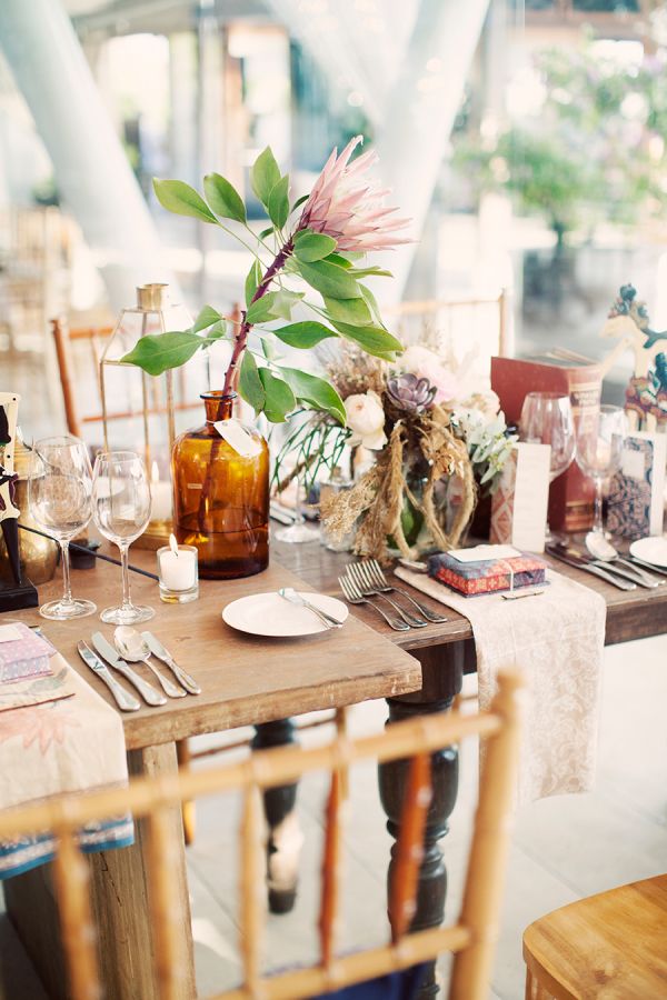 Protea Wedding Reception Centerpiece Tablescapes