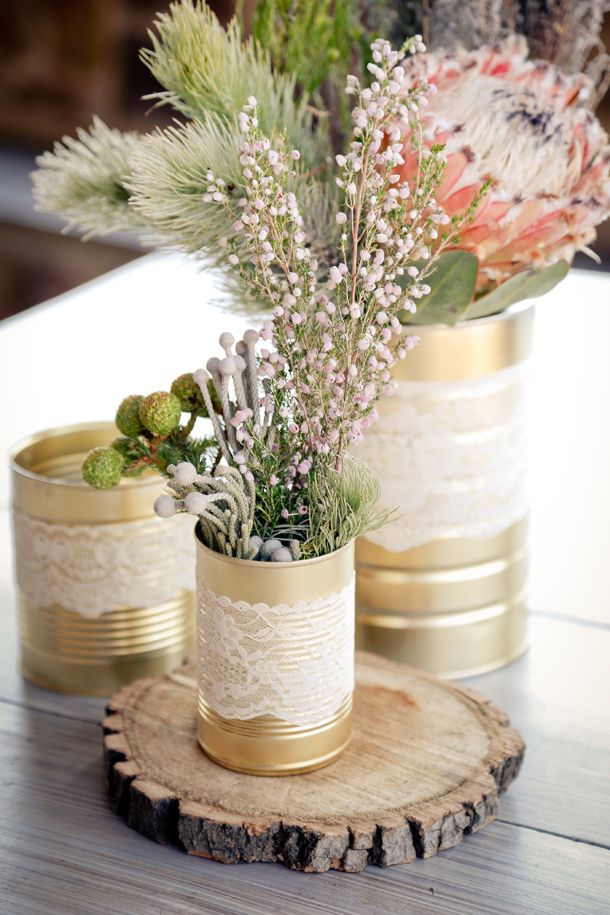 Rustic DIY protea wedding centrepiece