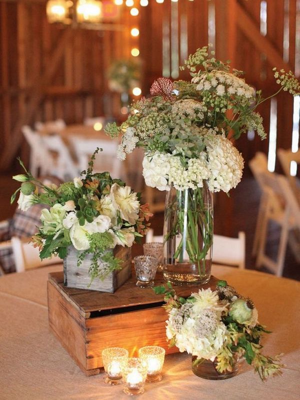 Rustic Queen Anne Lace Wedding Centrepiece