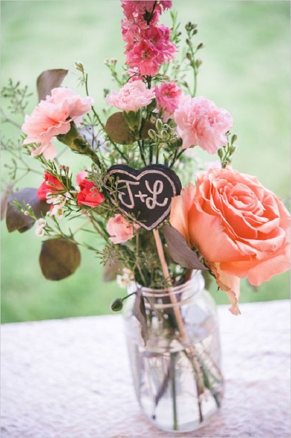 custumized chalkboard heart centerpiece for wedding reception tables