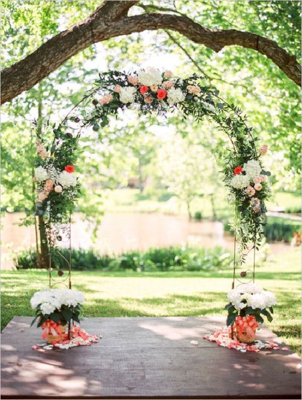 flower accented wedding arch