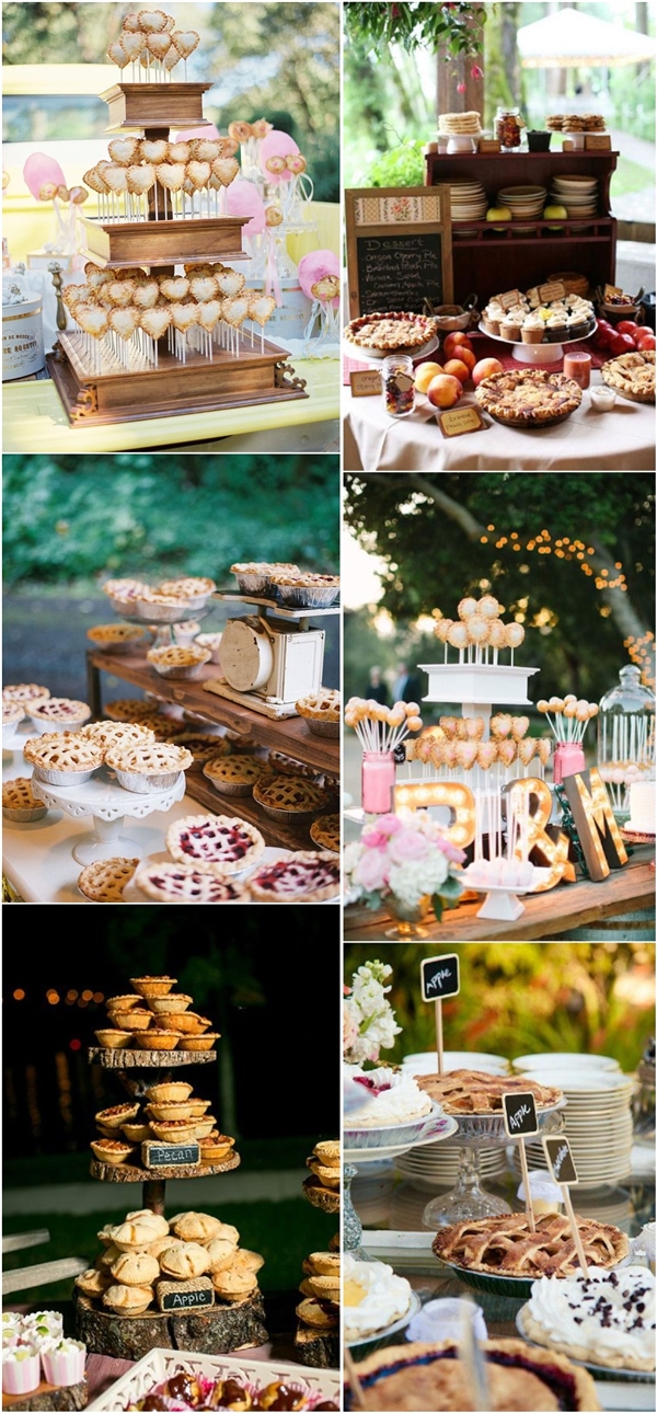 pie wedding dessert table ideas- rustic country wedding ideas