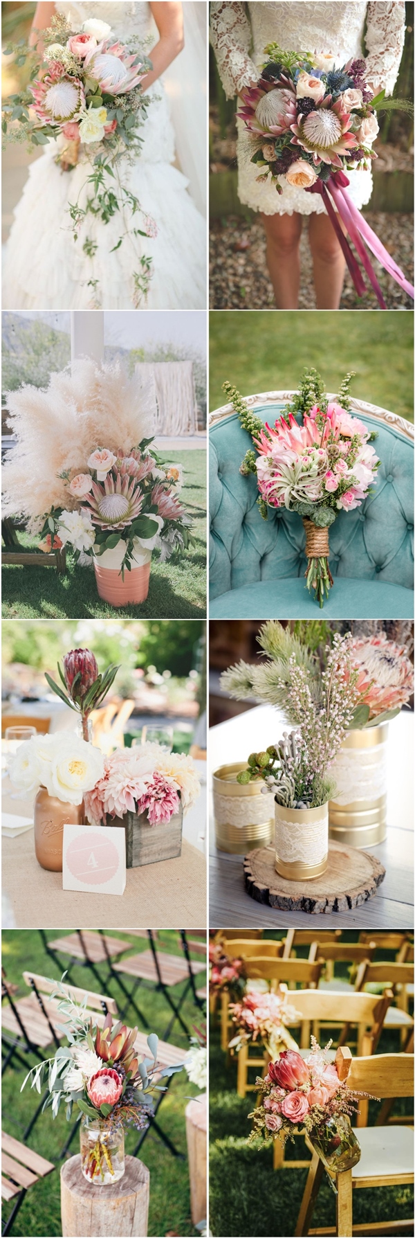 rustic boho pink protea wedding ideas