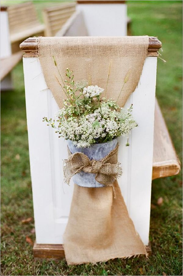 rustic burlap wedding aisle decor