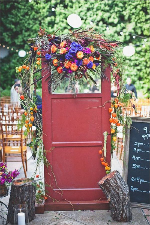 rustic colorful wedding ceremony decor ideas