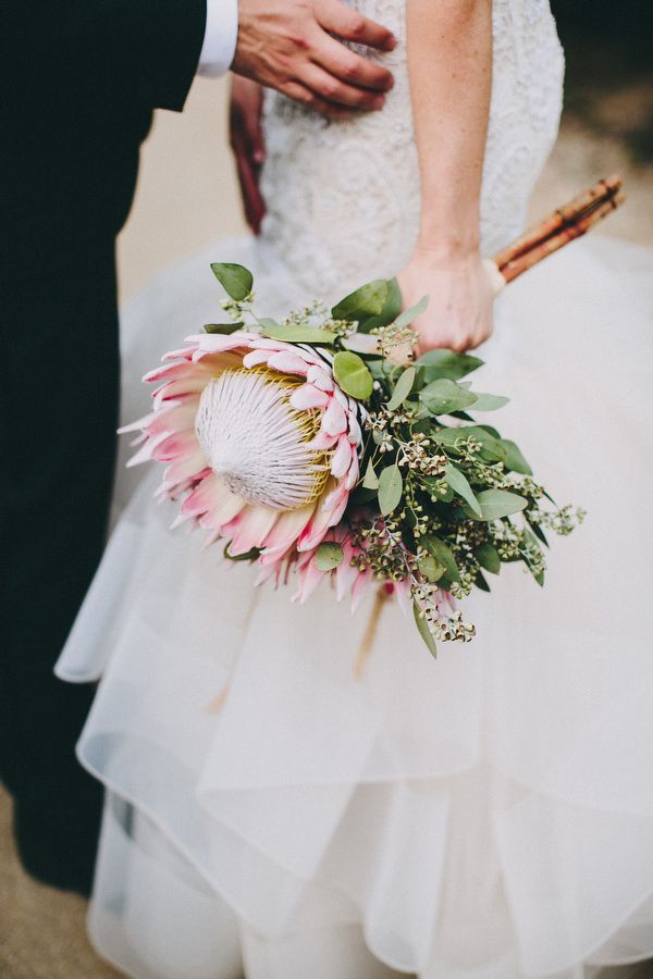 rustic protea wedding bouquet