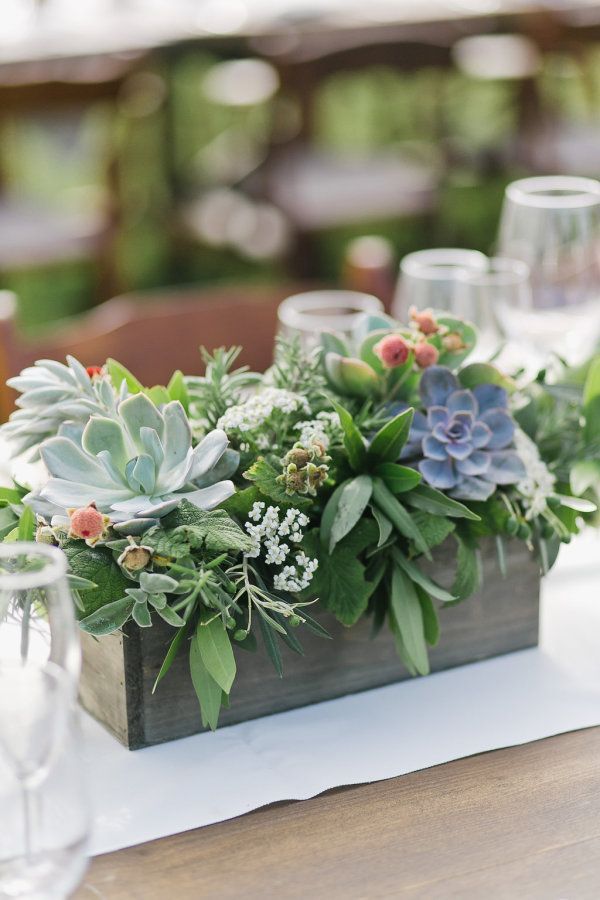 rustic succulent wedding centerpiece