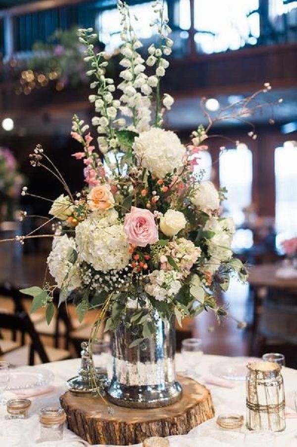 rustic wildflowers in mason jar wedding centerpiece