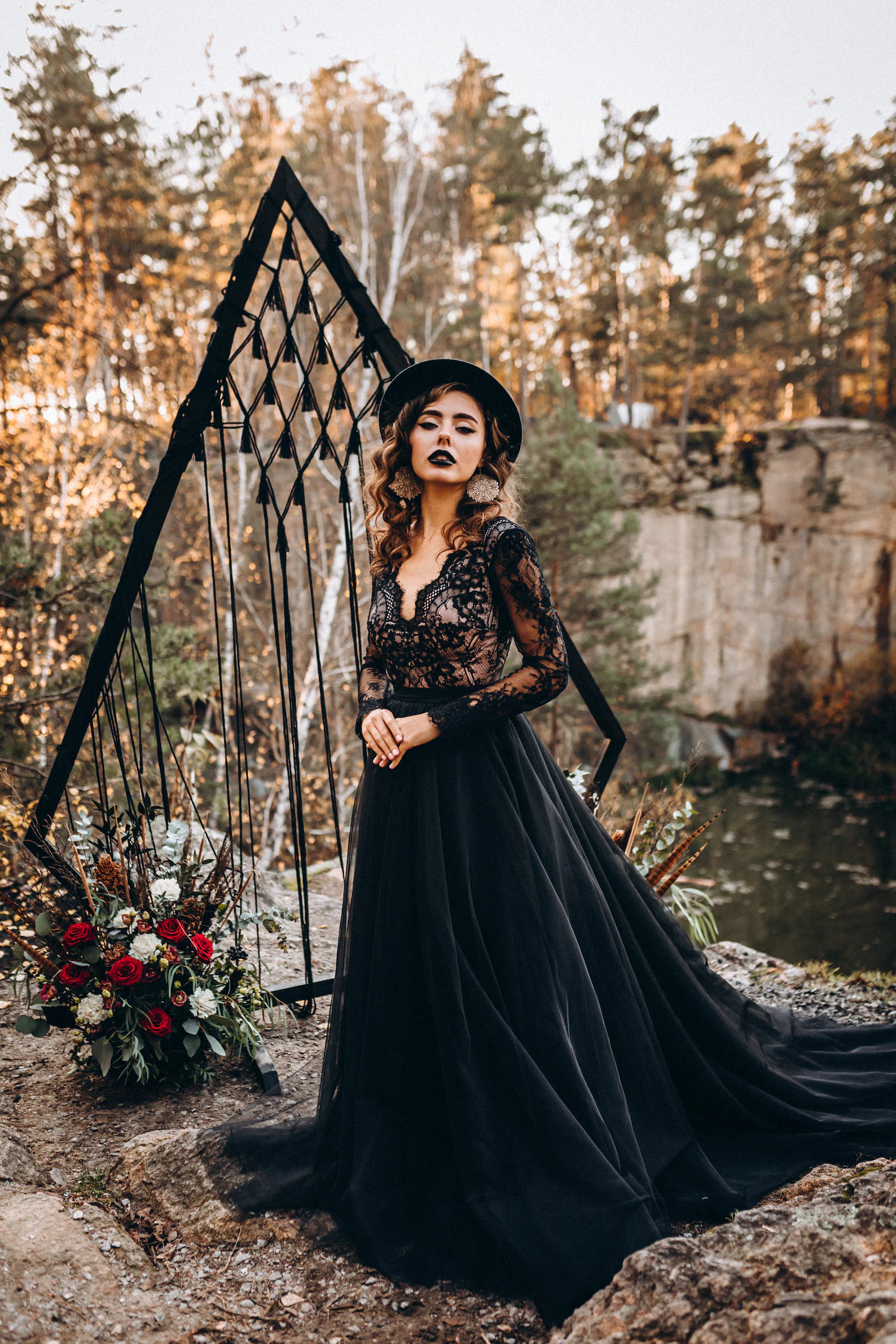 Aster black boho wedding dress