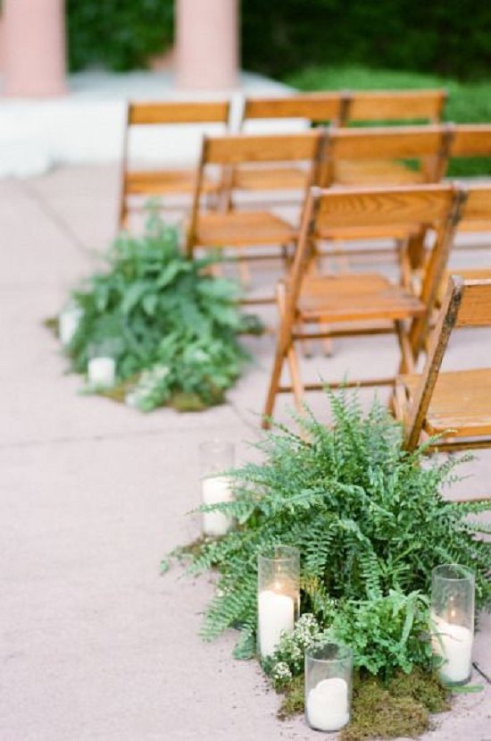 Fern wedding aisle markers