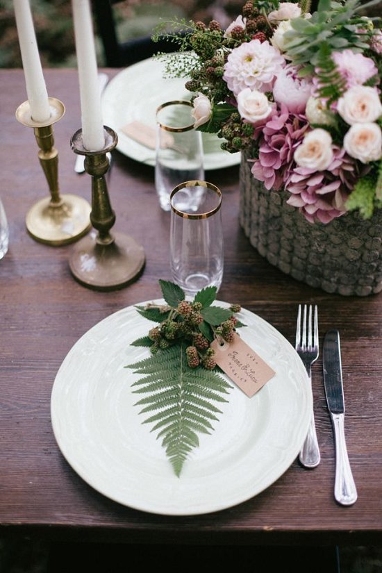 Fern wedding place setting