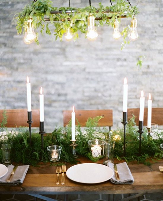 Indoor Fern Wedding Tablescape