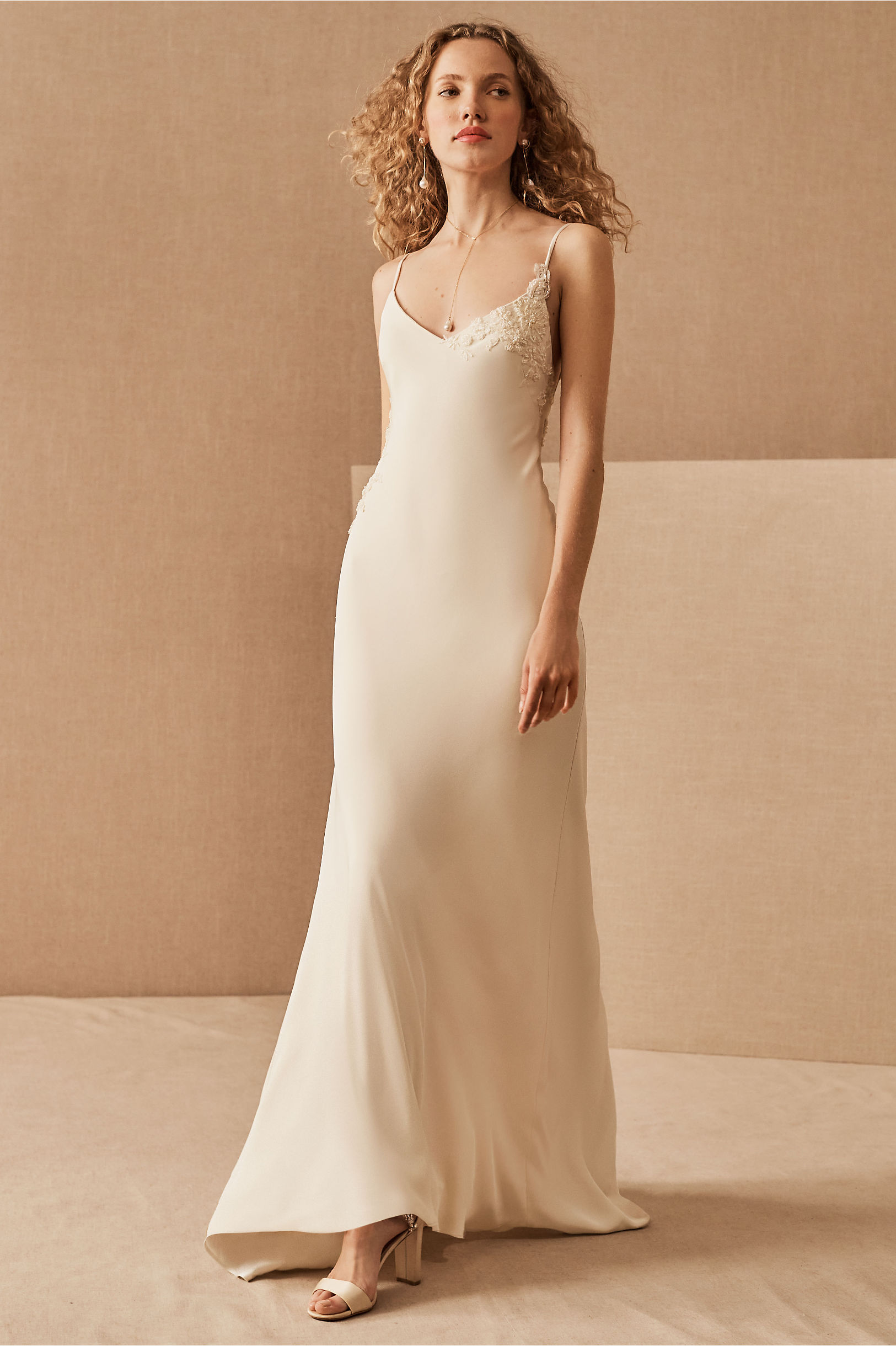 minimalist silk slip boho wedding dress