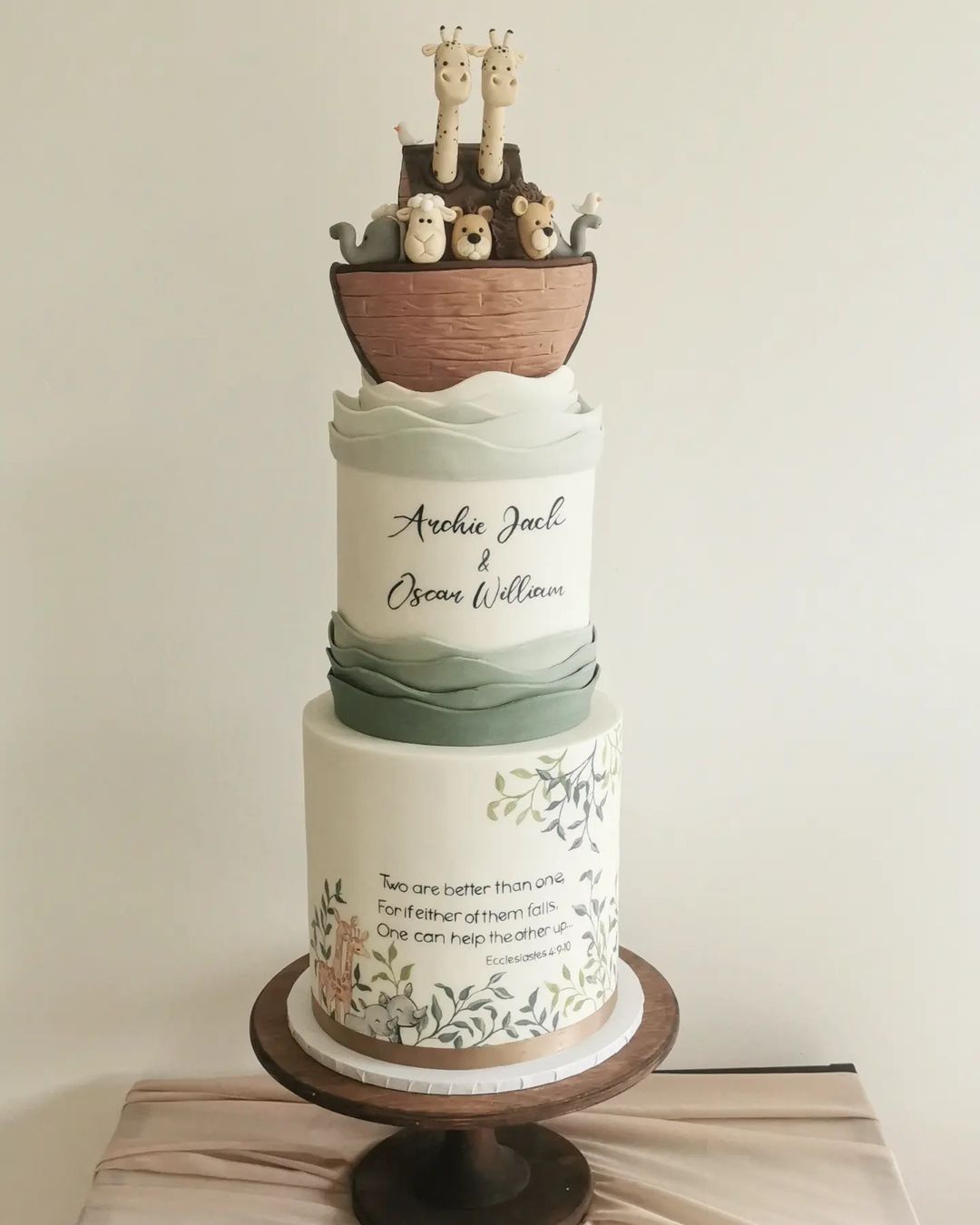 romantic cartoon wedding cake with quote via perfectcakesco