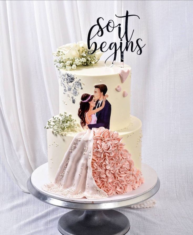 romantic pink 3d bridal dress wedding cake