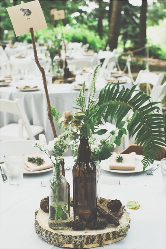 rustic green ferns wedding centerpiece