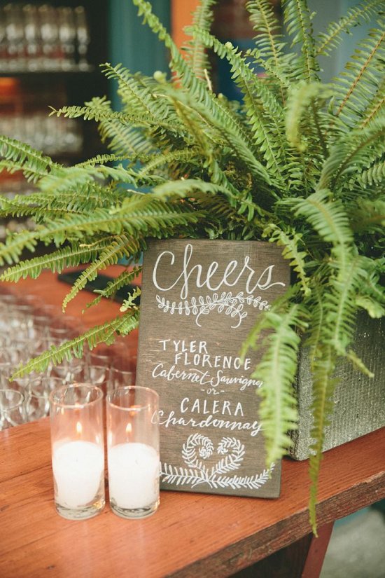 rustic green ferns wedding decor ideas