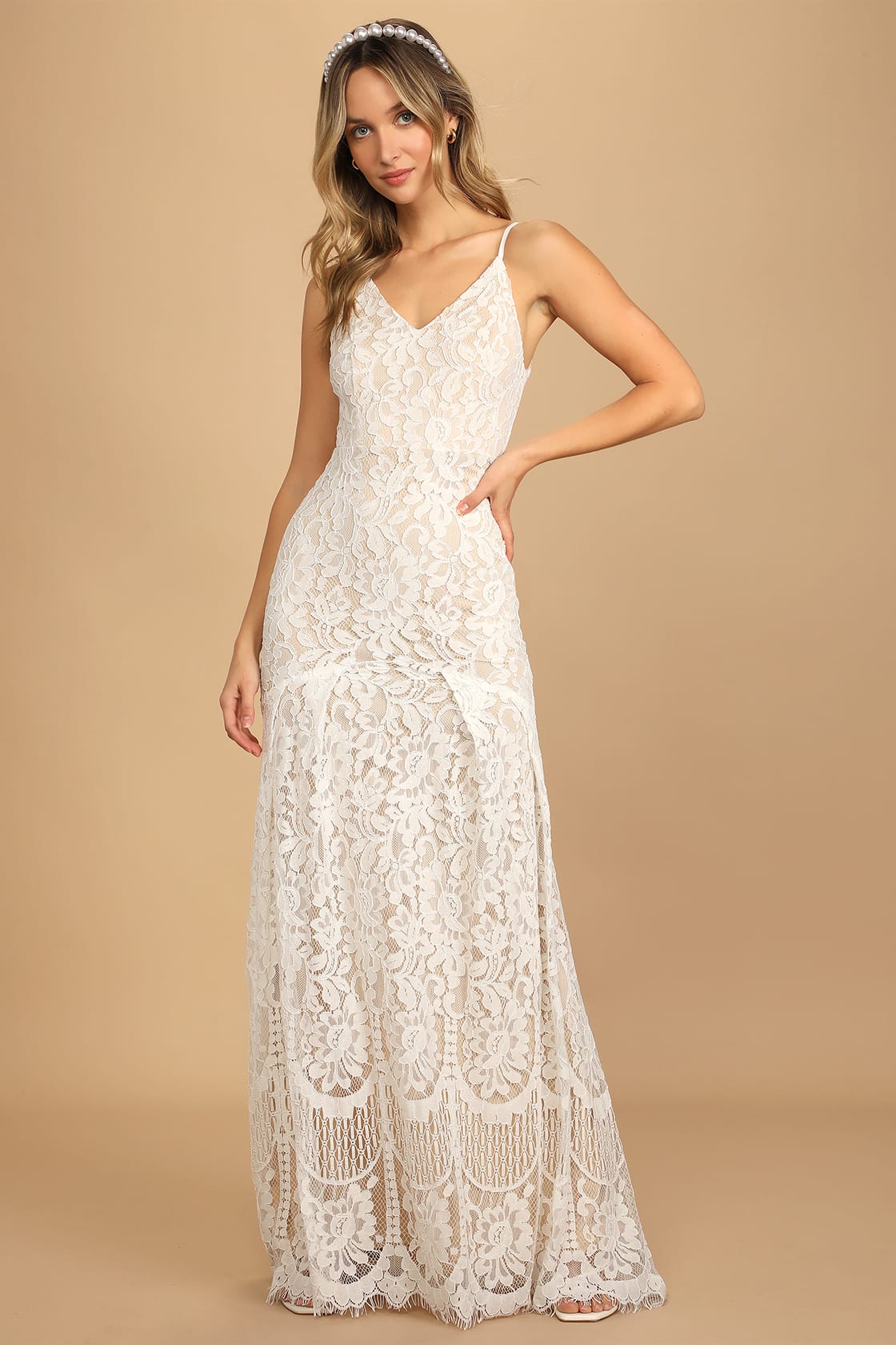 simple lace boho wedding dress