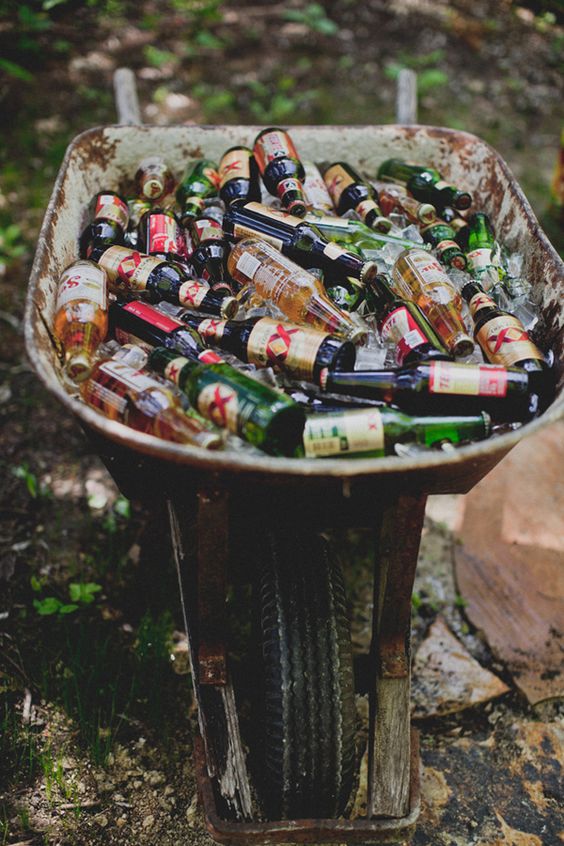 Antique wheelbarrow for drinks