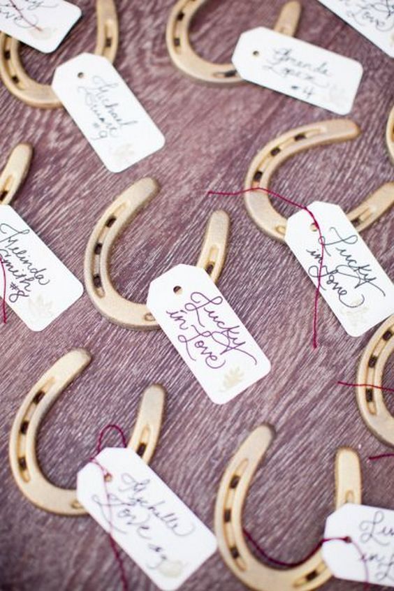 30 Styling Horseshoe Ideas For A Rustic Farm Wedding 12 Lucky in love horse shoe favors