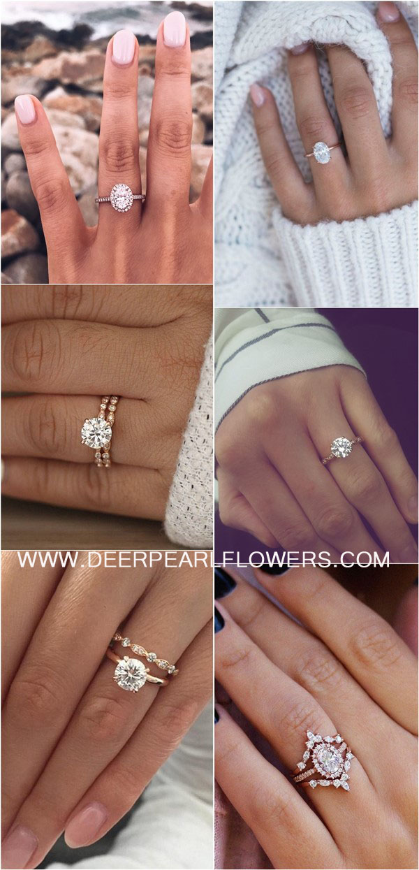 Rose gold engagement rings and wedding rings