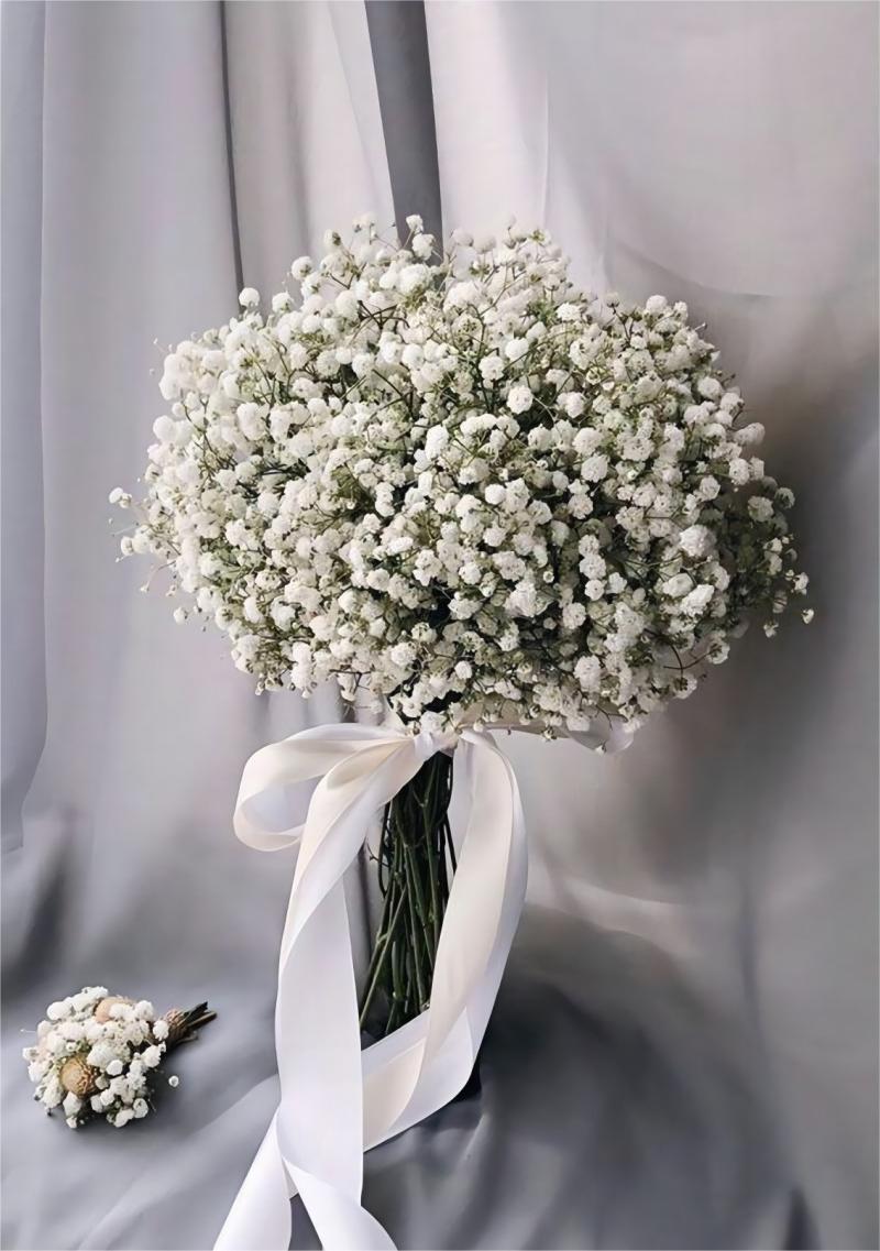 Simple Baby’s Breath Wedding Bouquet