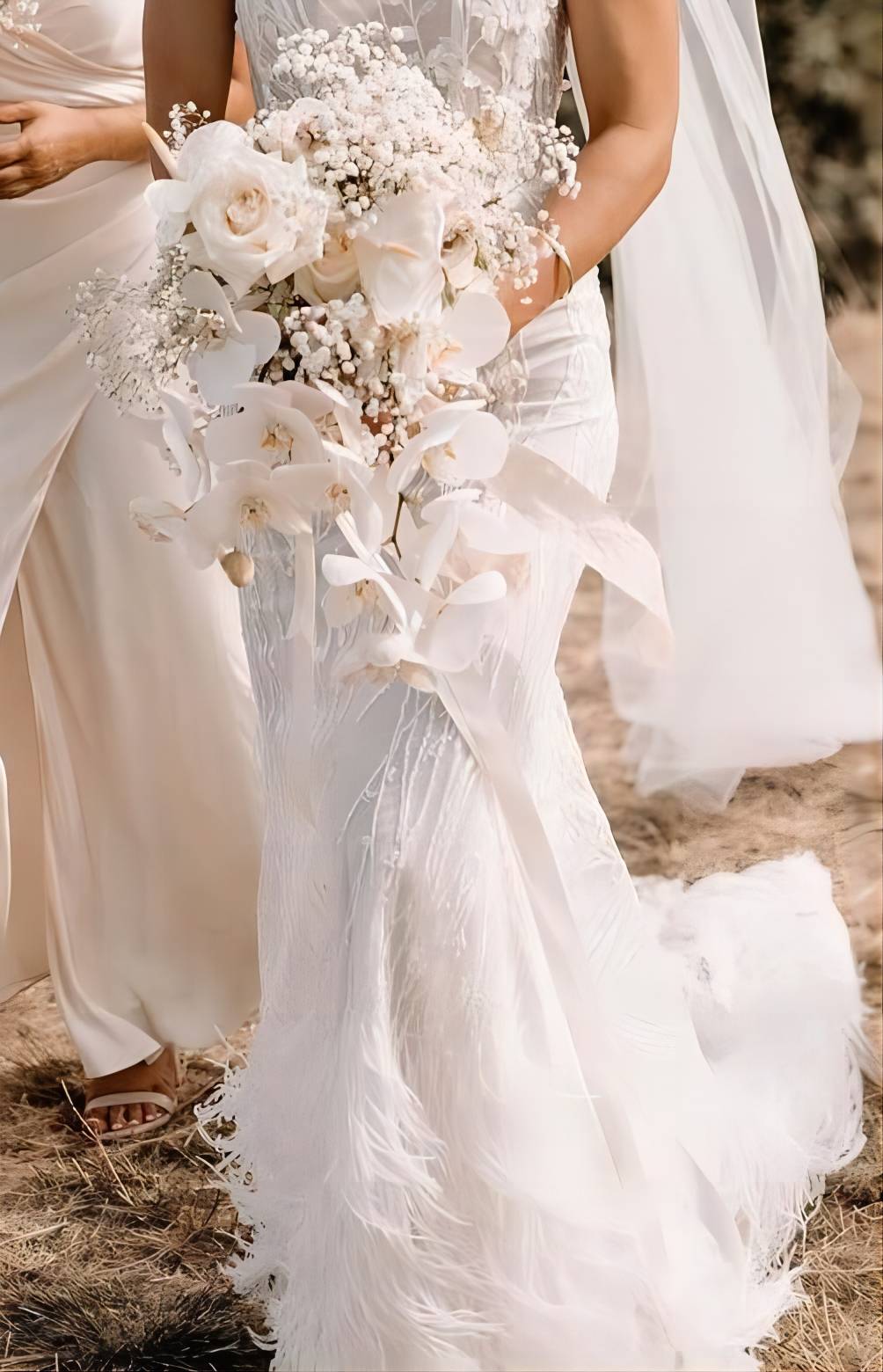 baby's breath and orchids wedding boqueut