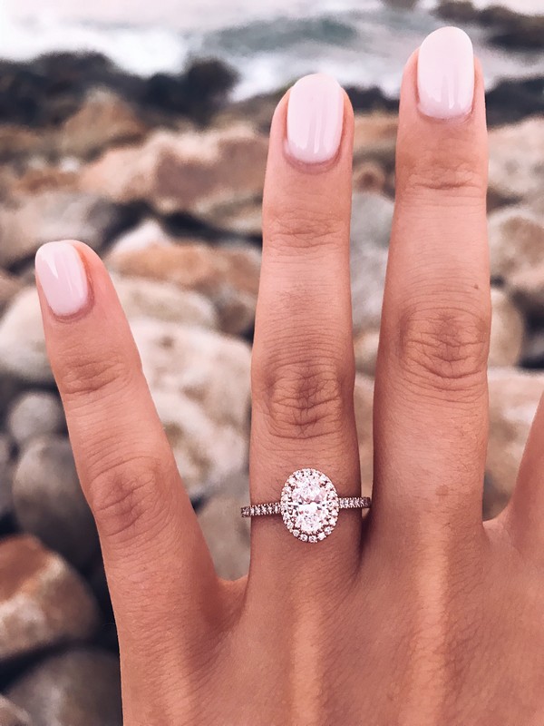 halo rose gold engagement ring